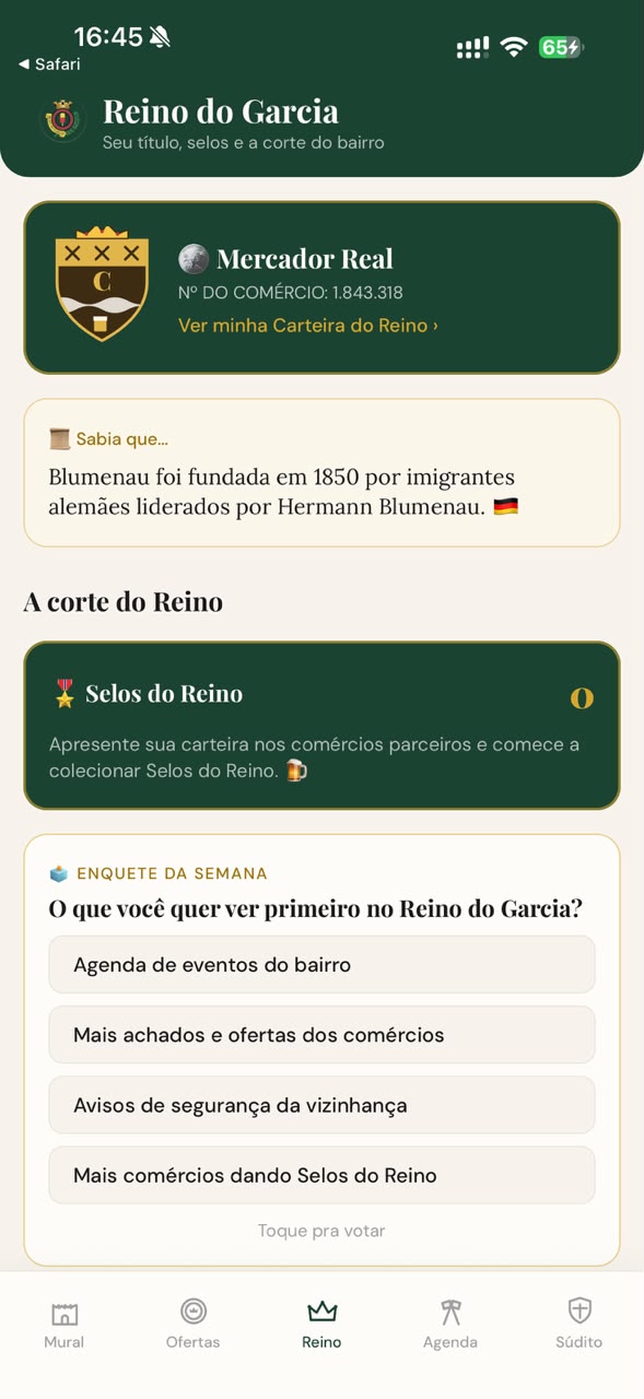 Tela do app Reino do Garcia (2)